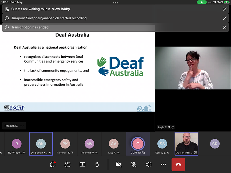 Speaker described the DRR e-learning module which being developed by the Deaf Australia.