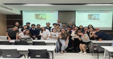 Group photo of the Guest Lecture, Teacher Kevin Cook and the TU students. Mr. Somchai Rungsilp, Community Development Manager at APCD, highlighted the significance and program management of the Civil Society Organizations at Thammasat University.