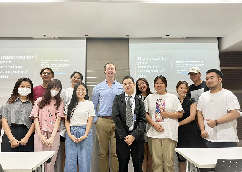 Foreigner’s teacher, Thamasert University, Mr. Kevin Cook and his students learned about disability inclusive business from APCD on April 17, 2023.