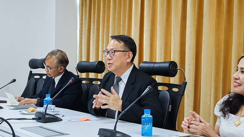 Picture 3: Mr. Piroon Laismit (center) speaks during the meeting while Mr. Somchai Rungsilp (left) and Ms. Nongnuch Maytarjittipun (right) listen attentively