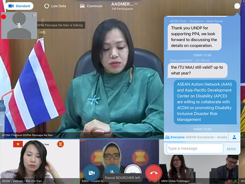 Mr. Somchai shared experiences on working on Disability Inclusive Disaster Risk Reduction (DIDRR) to ACDM, and showed willingness to cooperate with ACDM and partners for further implementation.