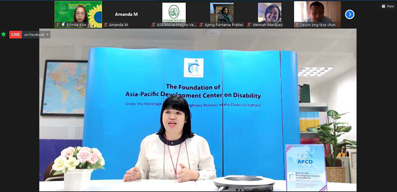 5.	On January 28, 2022, Ms. Supaanong Panyasirimongkol, Networking and Collaboration Officer, presented via video recording at the Open Forum, representing the region's autism self-advocates and reflecting the "ASEAN Enabling Masterplan" and the Philippine Autism Policy Framework.