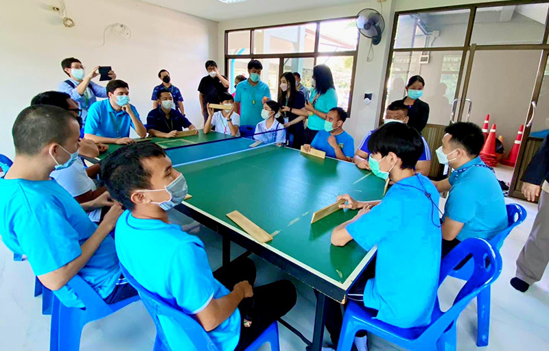 Participants from the KCCP training program visited the center to play Takkyu Volley against dream team tournament members who are living with autism enrolled at the center.