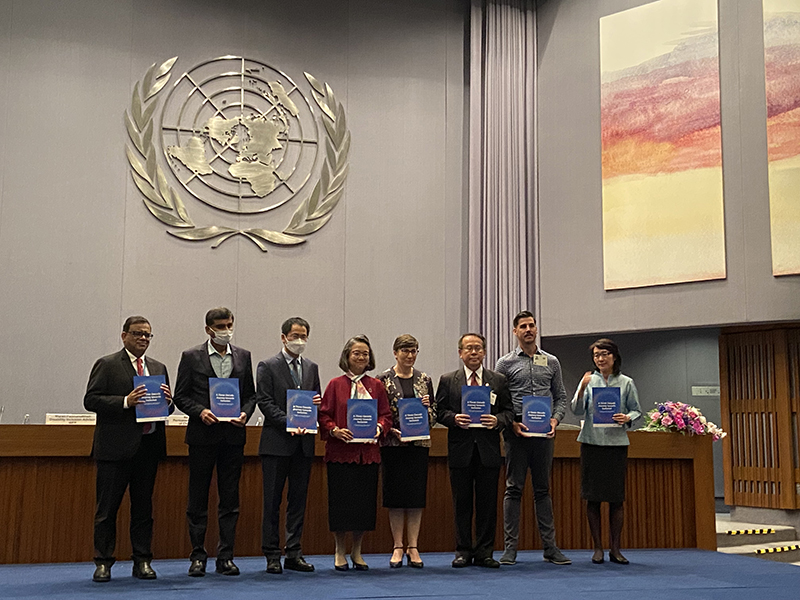 3.	At the UNCC buildings, a group photo commemorating the launch of the publication "A Three-Decade Journey towards Inclusion: Assessing the State of Disability-Inclusive Development in Asia and the Pacific" was taken. 