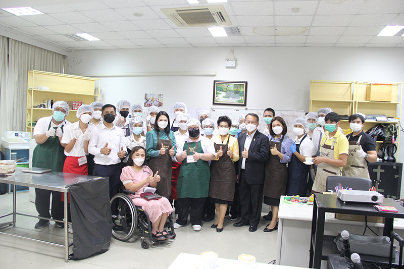 On 4 July 2022, Ms. Saranpat Anumutratchakij, the Director-General of the Department of Empowerment of Person with Disabilities along with Ms. Sonthaya Bunyaphusit, Deputy Director-General DEP and Mrs. Pornnipha Mareerungsie, Deputy Director-General of DEP visited the APCD 60+ Plus Projects implementation on “Enhancing the vocational skills of persons with disabilities, and facilitating their empowerment and social participation”. Mr. Piroon Laismit, the APCD Executive Director welcomed Ms. Saranpat Anumutratchakij, the Director-General of DEP Team. The financial supporter of these projects is the Division of Fund and Equity promotion for persons with disabilities, under the Department of Empowerment of Person with Disabilities. The Asia-Pacific Development center on Disabilities (APCD) is implementor of these activities by applying Disability-Inclusive Business practices. Three activities are; 1. Hospitality and Restaurant Services    2. Yamazaki bread maker  3. Professional Chocolate -Barista  It aims to create jobs, generate income, as well as give people with disabilities opportunities to develop their potential into practice in a concrete way that can be self-reliant and sustainable.