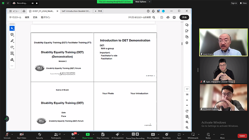 Dr. Kenji Kuno, APCD disability and development advisor and JICA senior advisor, introduced DET FT Module 2.