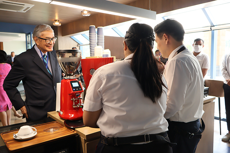 On February 14, 2024, H.E. Mr. Jakkapong Sangmanee, the Deputy Minister of Foreign Affairs of the Kingdom of Thailand, and Dr. Tej Bunnag, the Asia-Pacific Development Center on Disability Foundation (APCD Foundation), inaugurated BUAKAEW BREW by APCD. It is part of the APCD60+Plus project and represents a Disability-Inclusive Business (DIB) model aimed at implementing the United Nations Convention on the Rights of Persons with Disabilities (UNCRPD) and the Royal Thai Government's Policy. The initiative focuses on reducing poverty, creating job opportunities for persons with disabilities, generating income, and promoting the social participation of persons with disabilities. It serves as a compelling example for foreign visitors and ambassadors, showcasing the capabilities of persons with disabilities and their equal rights in the workforce. The BUAKAEW BREW by APCD is also envisioned as a convenient meeting place and co-working space for officials of the Ministry of Foreign Affairs, providing networking and socializing opportunities.