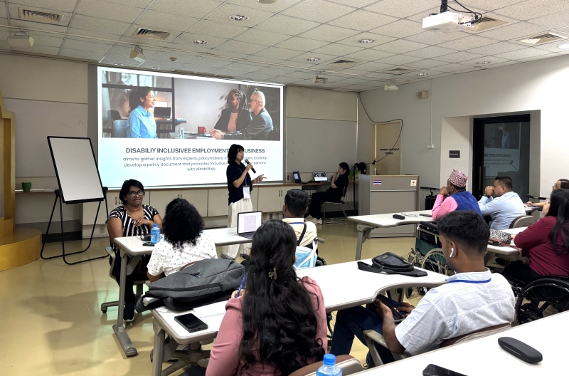 Ms. Thorfan Dechachainimit, DIEB Project Coordinator, explained how APCD strengthened capacity and promoted employment and business opportunities for individuals with disabilities.