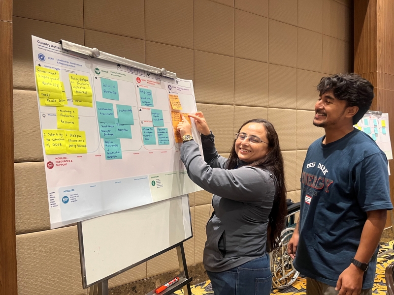 Participants from Nepal actively reviewed the country mapping displays and offered feedback.