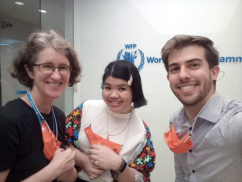 Ms. NuNu Supaanong had a photo opportunity in front of the offices with two liaisons of the in-house training, Ms. Julie Macdonald, Regional Gender Advisor, and Mr. Tyler Kretzschmar, Consultant on Disability. 