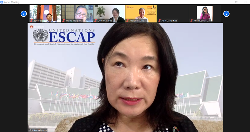 Ms. Aiko Akiyama, Representative from SDD-UNESCAP, encouraged AAN country members to exchange good practices on keeping children with special needs safe from COVID-19, and congratulated AAN on 10th anniversary achievements.