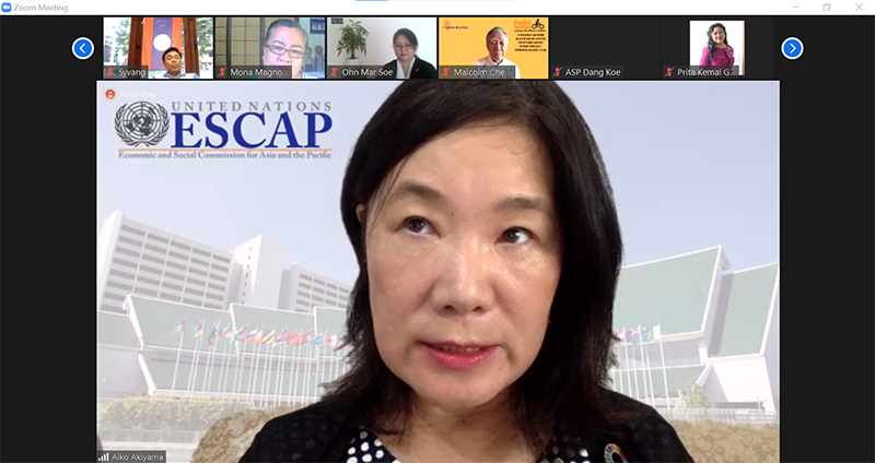 คุณ Aiko Akiyama ตัวแทนจากแผนกพัฒนาสังคม คณะกรรมาธิการเศรษฐกิจและสังคมแห่งสหประชาชาติสำหรับเอเชียและแปซิฟิก (UNESCAP) ได้ให้คำสนับสนุนสมาชิกเครือข่ายฯ (AAN) และแลกเปลี่ยนแนวปฏิบัติที่ดีเกี่ยวกับการให้ความปลอดภัยกับบุคคลที่มีความต้องการพิเศษจากสถานกาณ์ COVID-19 และร่วมแสดงความยินดีกับความสำเร็จครบรอบ 10 ปีของเครือข่ายฯ (AAN)