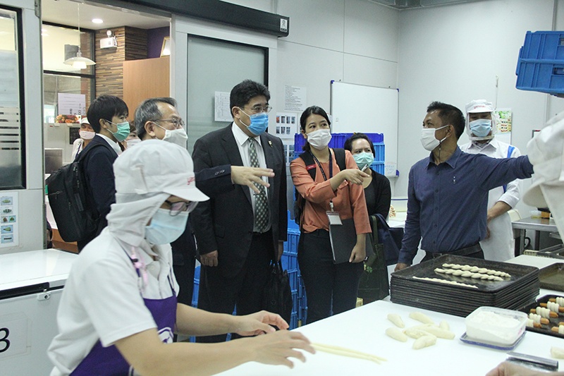 Tour of bakery production area at the Human Resource Development Center (HRD) by APCD