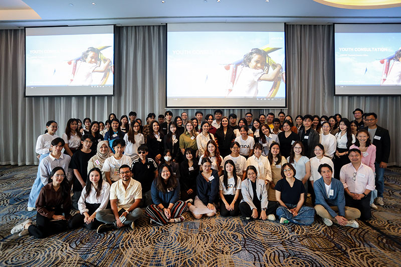 Group photos of the participants in the Youth Consultation organized by UNICEF, with over 50 youths joining the session. 
