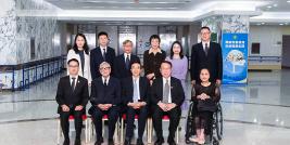 Picture 1: Back row starting from the left Ms. Yao Di, Mr. Ren Zhanbin, Mr. Somchai Rungsilp, Ms. Han Yongmei, Ms. Xu Ling, and Mr. Ma Litao. Front row starting from the left Mr. Varapote Chensavasdijai, Dr. Tej Bunnag, Mr. Cheng Kai, Mr. Piroon Laismit, and Ms. Nongnuch Maytarjittipun (seated in a wheelchair).