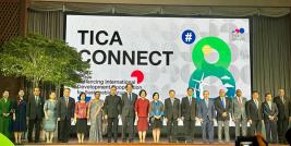 Group photos of VIPs, TICA representatives, key partners, and stakeholders at the event.