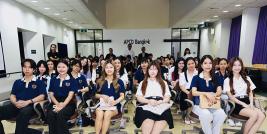 Group photo of about 60 students, lecturers, and APCD staff at the training building in the morning group. Mr. Somchai Rungsilp, delivered a welcome speech.