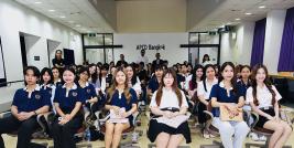Group photo of about 60 students, lecturers, and APCD staff at the training building in the morning group. Mr. Somchai Rungsilp, delivered a welcome speech.