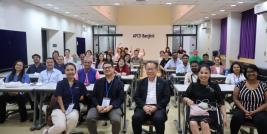 Participants and APCD staff gathered for a group photo in the multipurpose meeting room of the APCD Training Building at the start of the study visit.