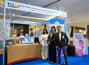 The APCD booths at the 10th TICA Connect, facilitated by Mr. Watcharapol Chuengcharoen, Chief, Networking & Collaboration, Ms. Supaanong Panyasirimongkol, Networking & Collaboration Officer and Ms. Thorfan Dechachainimit, Project Coordinator ESCAP-DIEB.