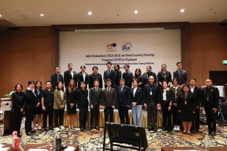 Group Photo among organizers, evaluation team from International Development Center of Japan and participants.