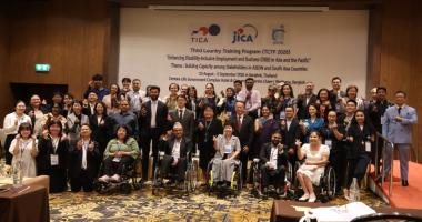 Participants pose for a group photo at the Third Country Training Program 2026 (TCTP 2026), “Enhancing Disability-Inclusive Employment and Business (DIEB) in Asia and the Pacific”.