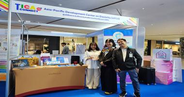 The APCD booths at the 10th TICA Connect, facilitated by Mr. Watcharapol Chuengcharoen, Chief, Networking & Collaboration, Ms. Supaanong Panyasirimongkol, Networking & Collaboration Officer and Ms. Thorfan Dechachainimit, Project Coordinator ESCAP-DIEB.